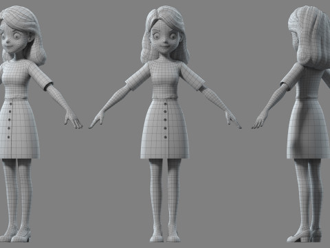 Cartoon girl teacher Modèle 3D