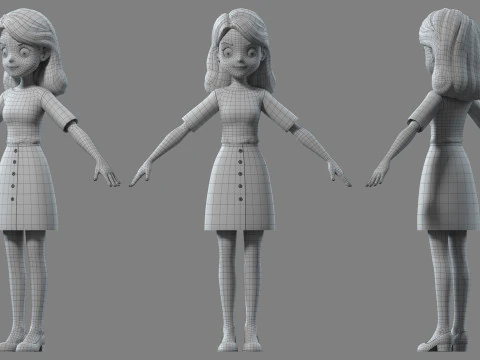 Cartoon girl teacher 3D Model