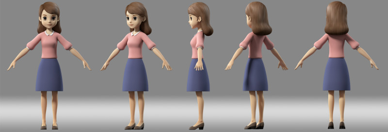 Cartoon woman teacher 3D Модель .c4d .max .obj .3ds .fbx .stl .blend 