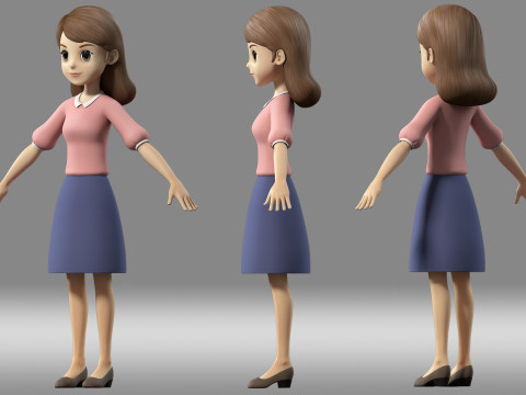 Cartoon woman teacher Modelo 3D