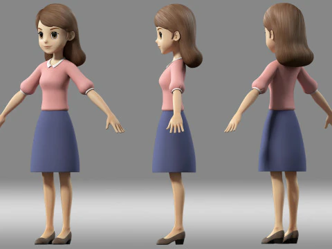 Учительница мультфильмов 3D Модель