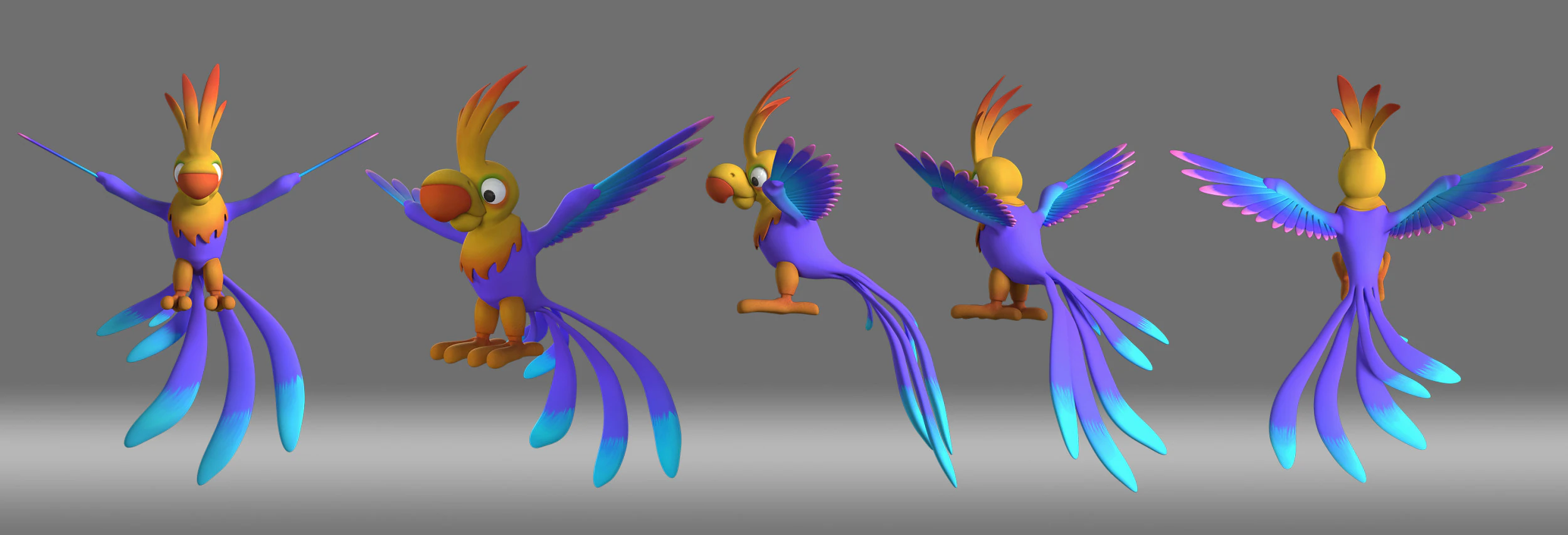 Cartoon parrot 3D Model .c4d .max .obj .3ds .fbx .stl .blend