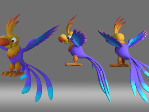Cartoon parrot 3D Модель