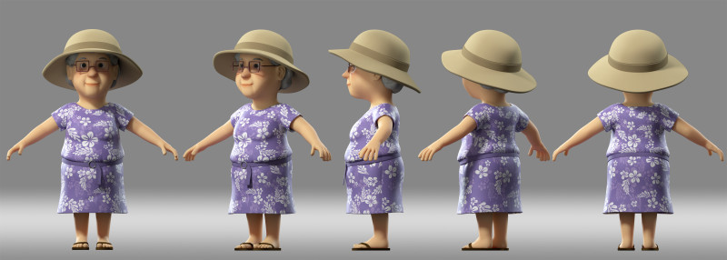 Cartoon woman grandma 3D Модель .c4d .max .obj .3ds .fbx .stl .blend 