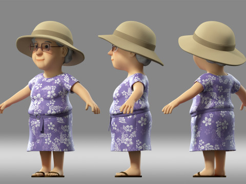 Cartoon woman grandma Modèle 3D