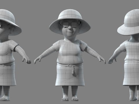 Cartoon woman grandma 3D Модель