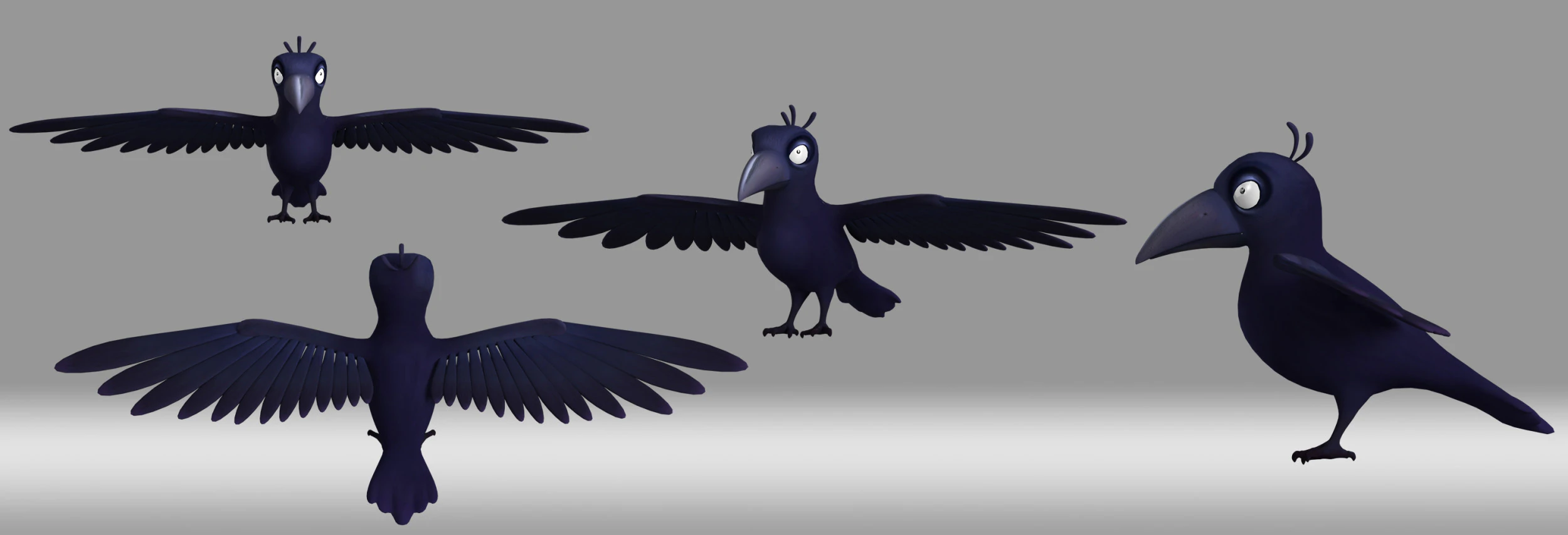 Cartoon crow 3D Model .c4d .max .obj .3ds .fbx .stl .blend 