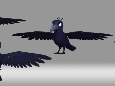漫画のカラス 3Dモデル