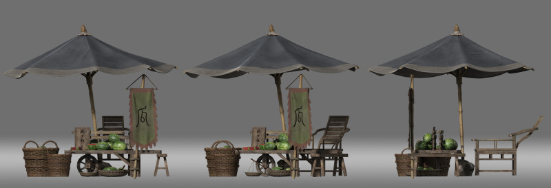 Watermelon stall 3Dモデル .c4d .max .obj .3ds .fbx .stl .blend 
