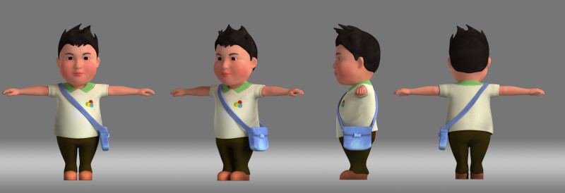 Cartoon child 3D Модель .c4d .max .obj .3ds .fbx .stl .blend 
