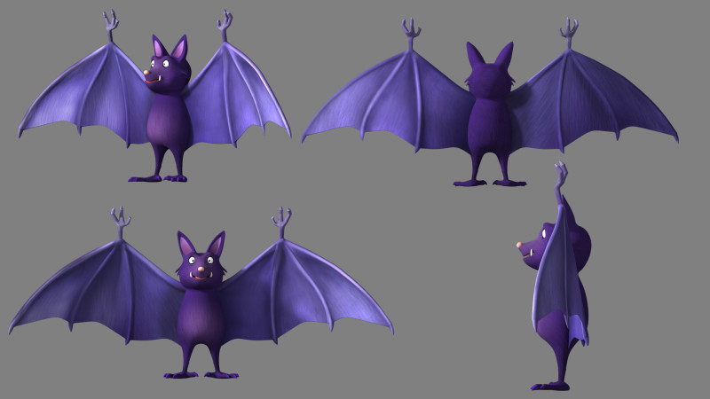 Cartoon bat 3D Модель .c4d .max .obj .3ds .fbx .stl .blend 