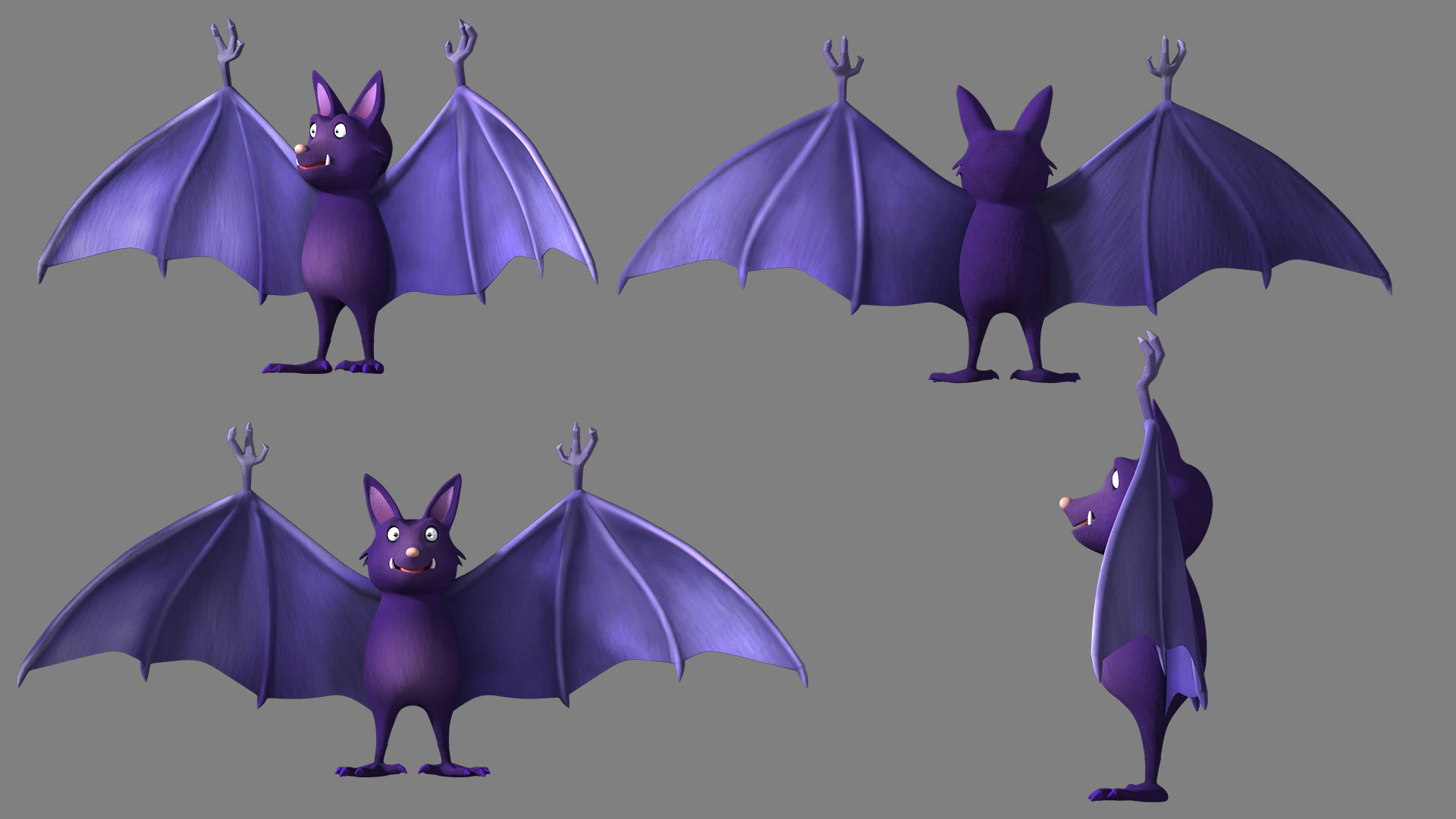 Cartoon bat 3D Model .c4d .max .obj .3ds .fbx .stl .blend