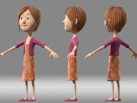 Cartoon girl 3D Model