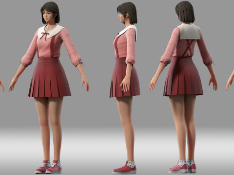 Girl student 3D Model
