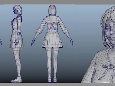 Girl student 3D Model