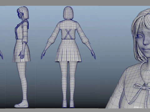 Girl student 3D Model