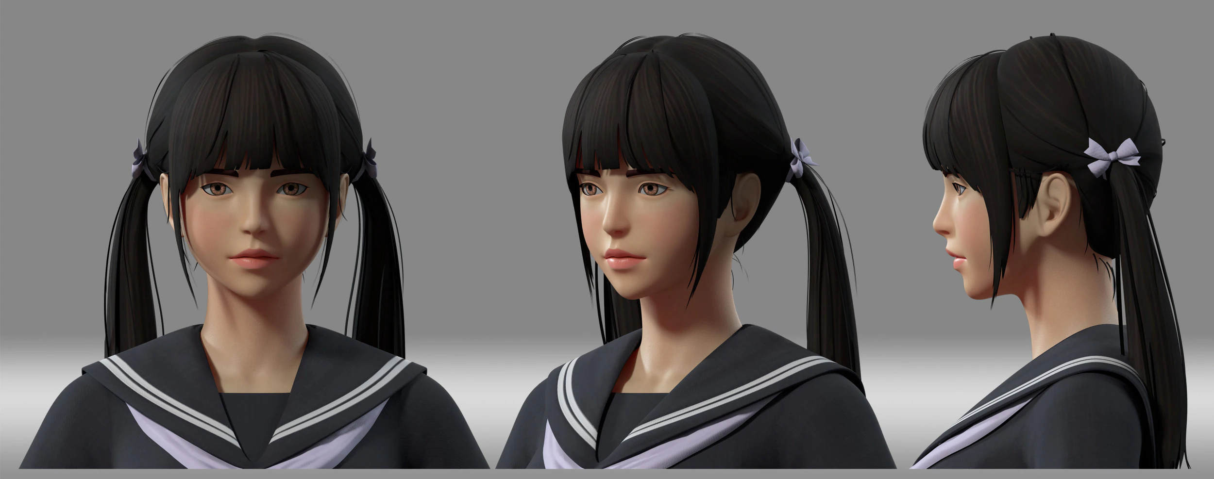 Girl student 3D Model .c4d .max .obj .3ds .fbx .stl .blend 