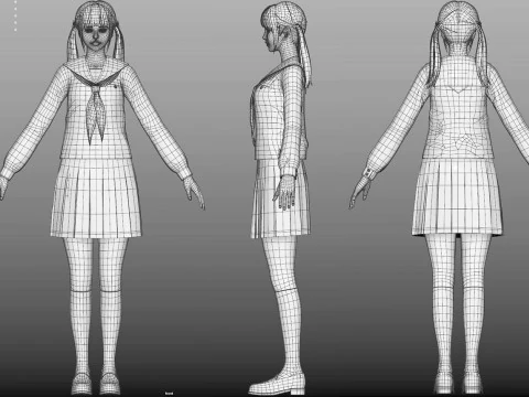 Girl student 3D Model