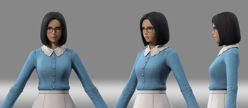 Cartoon girl student Model 3D .c4d .max .obj .3ds .fbx .stl .blend 