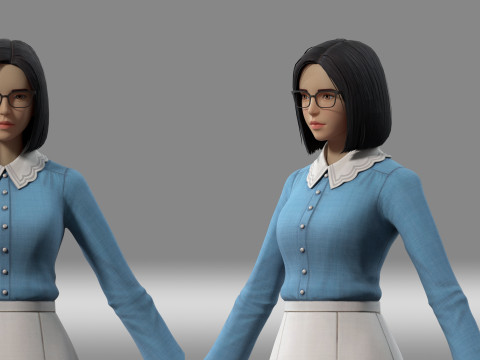 Cartoon girl student 3Dモデル