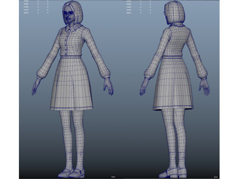 Cartoon girl student Model 3D