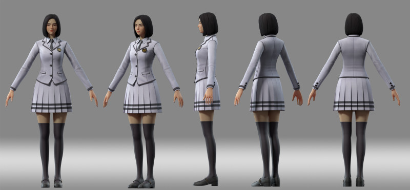 Japanese girl student 3D Model .c4d .max .obj .3ds .fbx .stl .blend 