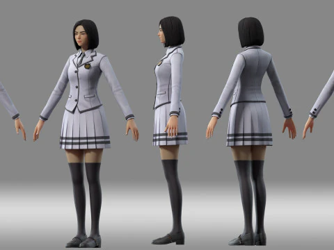 Japanese girl student 3D Model