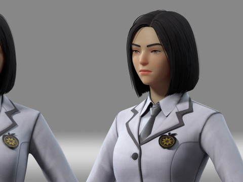 Japanese girl student 3D Model