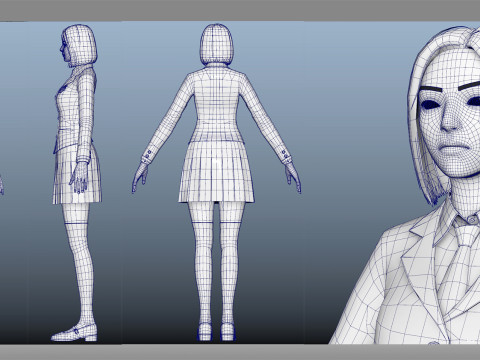 Japanese girl student 3D Model