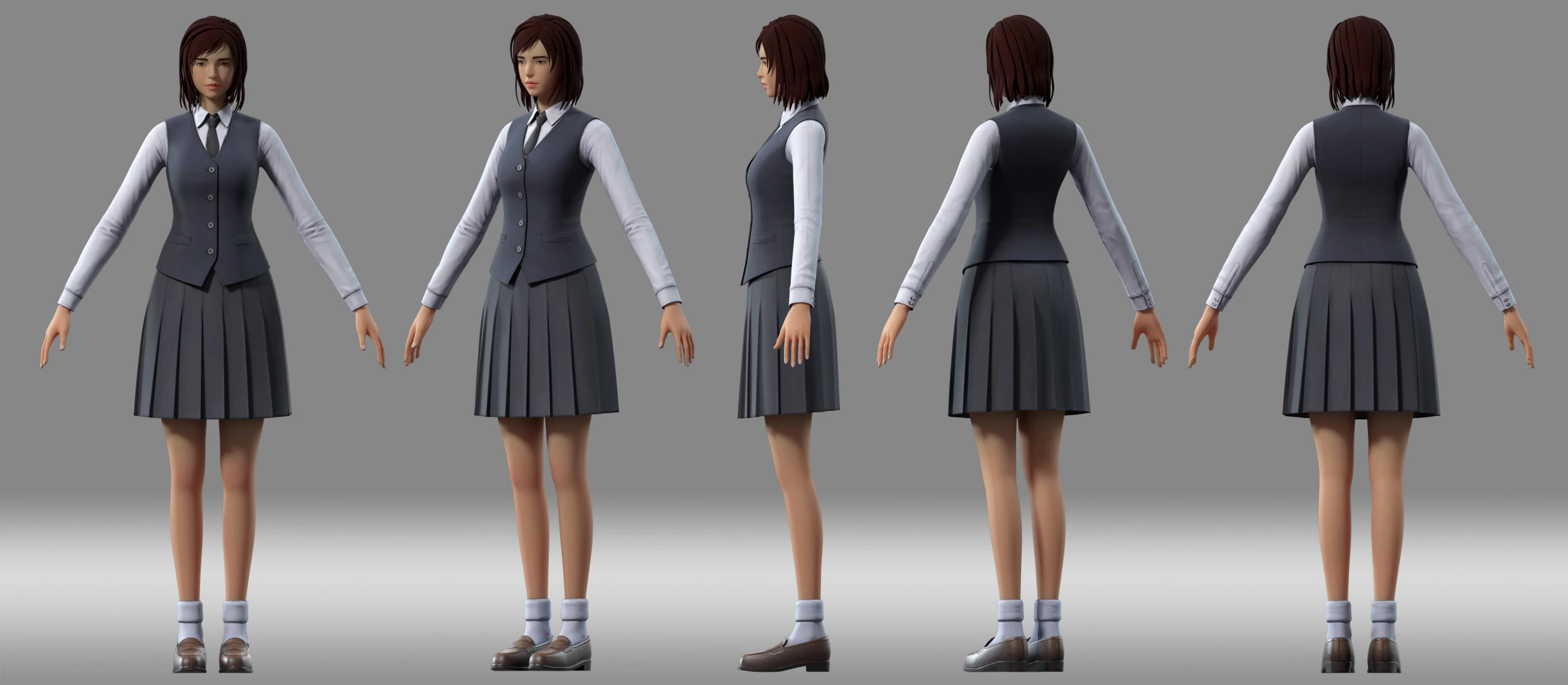 Girl student 3D Model .c4d .max .obj .3ds .fbx .stl .blend 