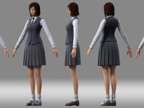 Girl student 3D Model