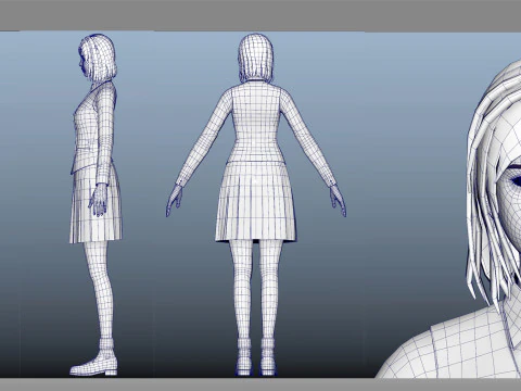 Girl student 3D Model