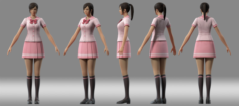 Girl student 3D Model .c4d .max .obj .3ds .fbx .stl .blend 