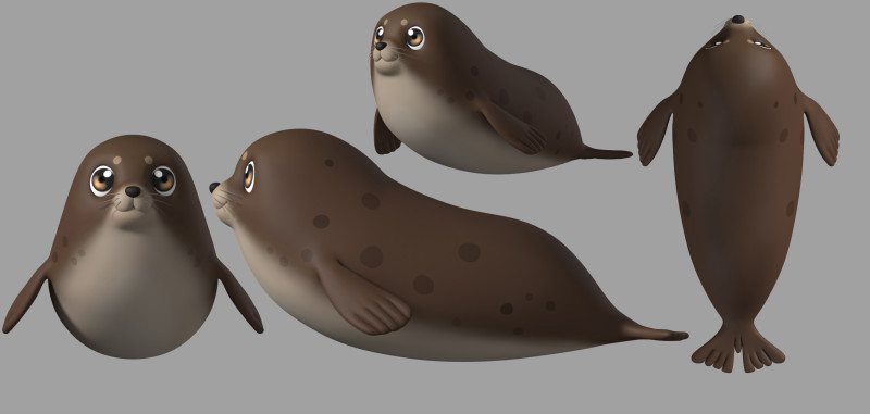 Cartoon seal 3D 模型 .c4d .max .obj .3ds .fbx .stl .blend 