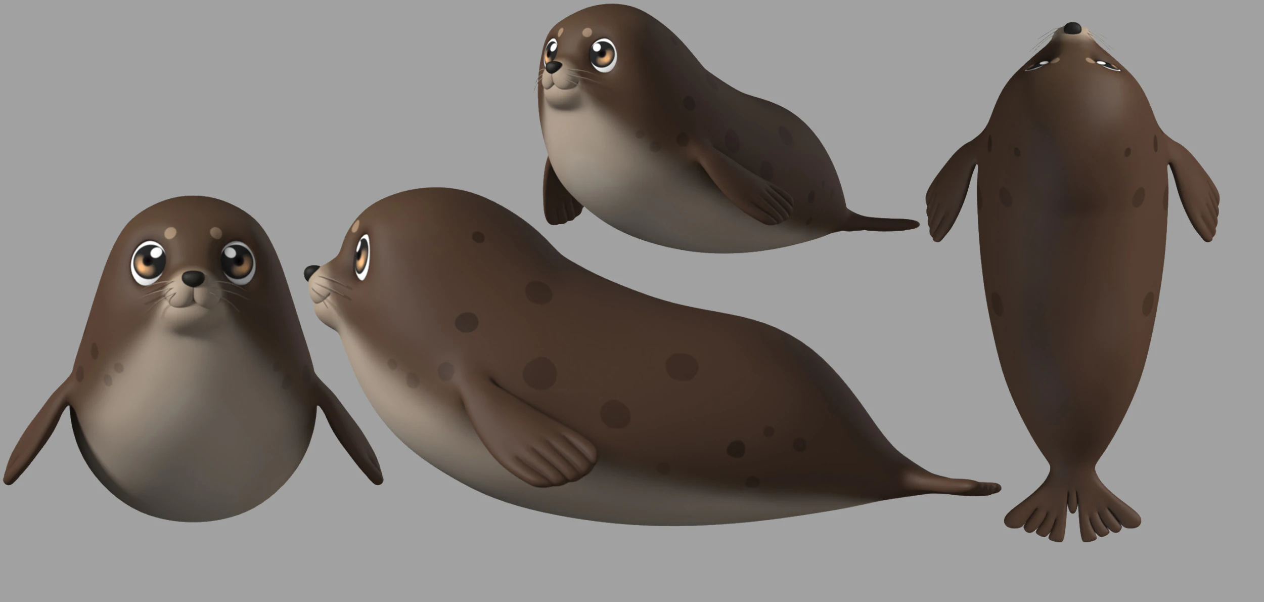Cartoon seal 3D Model .c4d .max .obj .3ds .fbx .stl .blend 