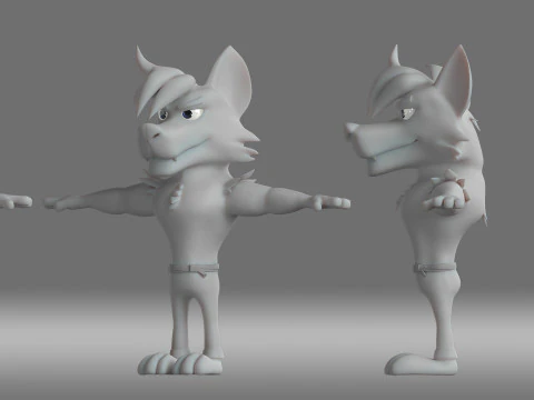漫画のオオカミ 3Dモデル