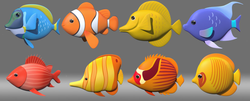 Cartoon fish 3Dモデル .c4d .max .obj .3ds .fbx .stl .blend 