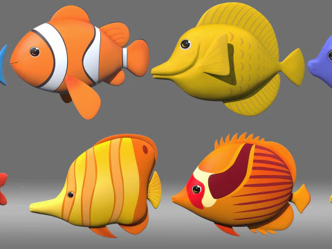 Мультфільм риби 3D Модель