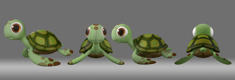 Cartoon turtle 3D Model .c4d .max .obj .3ds .fbx .stl .blend 