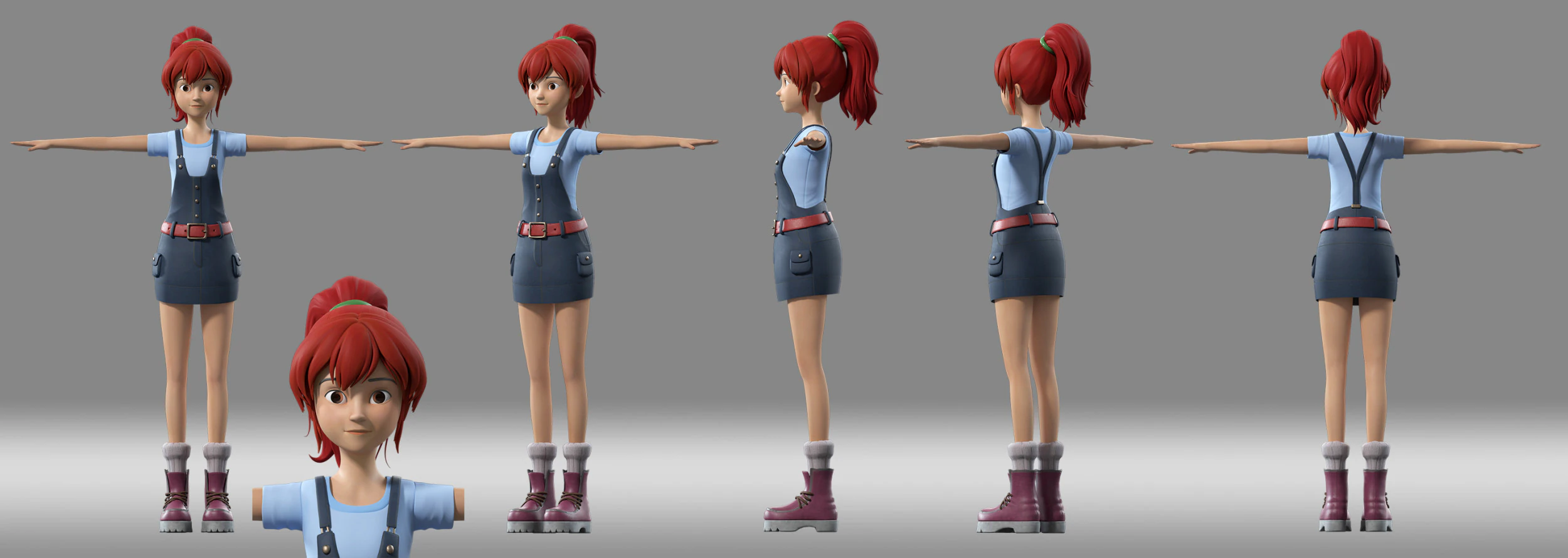 Cartoon girl student 3D Model .c4d .max .obj .3ds .fbx .stl .blend 