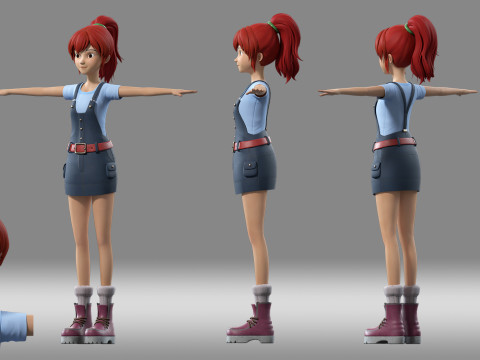 Cartoon girl student 3D 모델