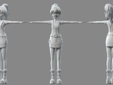 Cartoon girl student 3Dモデル