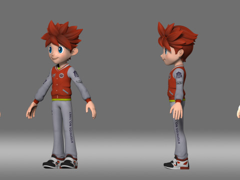 Cartoon boy student Modèle 3D