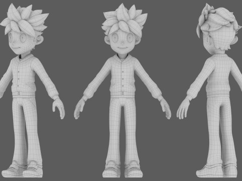 Cartoon boy student 3D Model