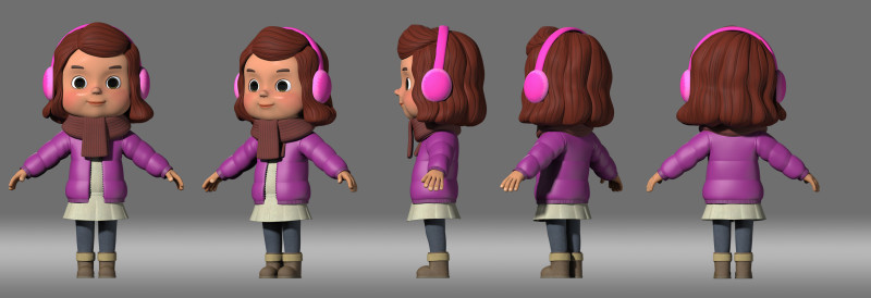 Cartoon girl 3D 模型 .c4d .max .obj .3ds .fbx .stl .blend