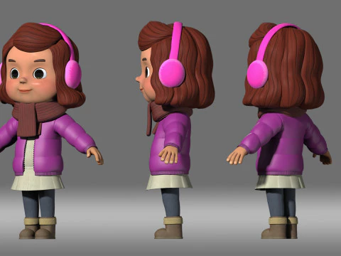 Fille de dessin animé Modèle 3D