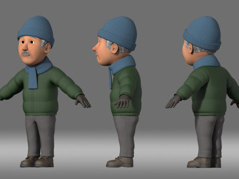 Cartoon grandpa old people 3D Model