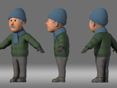 Kresk&oacute;wka dziadek starych ludzi Model 3D