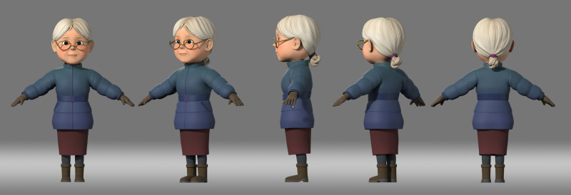 Cartoon woman gramdma 3D 모델 .c4d .max .obj .3ds .fbx .stl .blend 