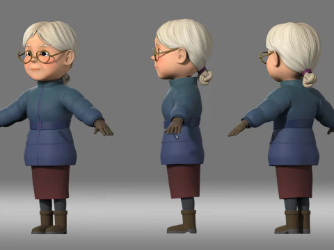 漫画の女性のおばあちゃん 3Dモデル